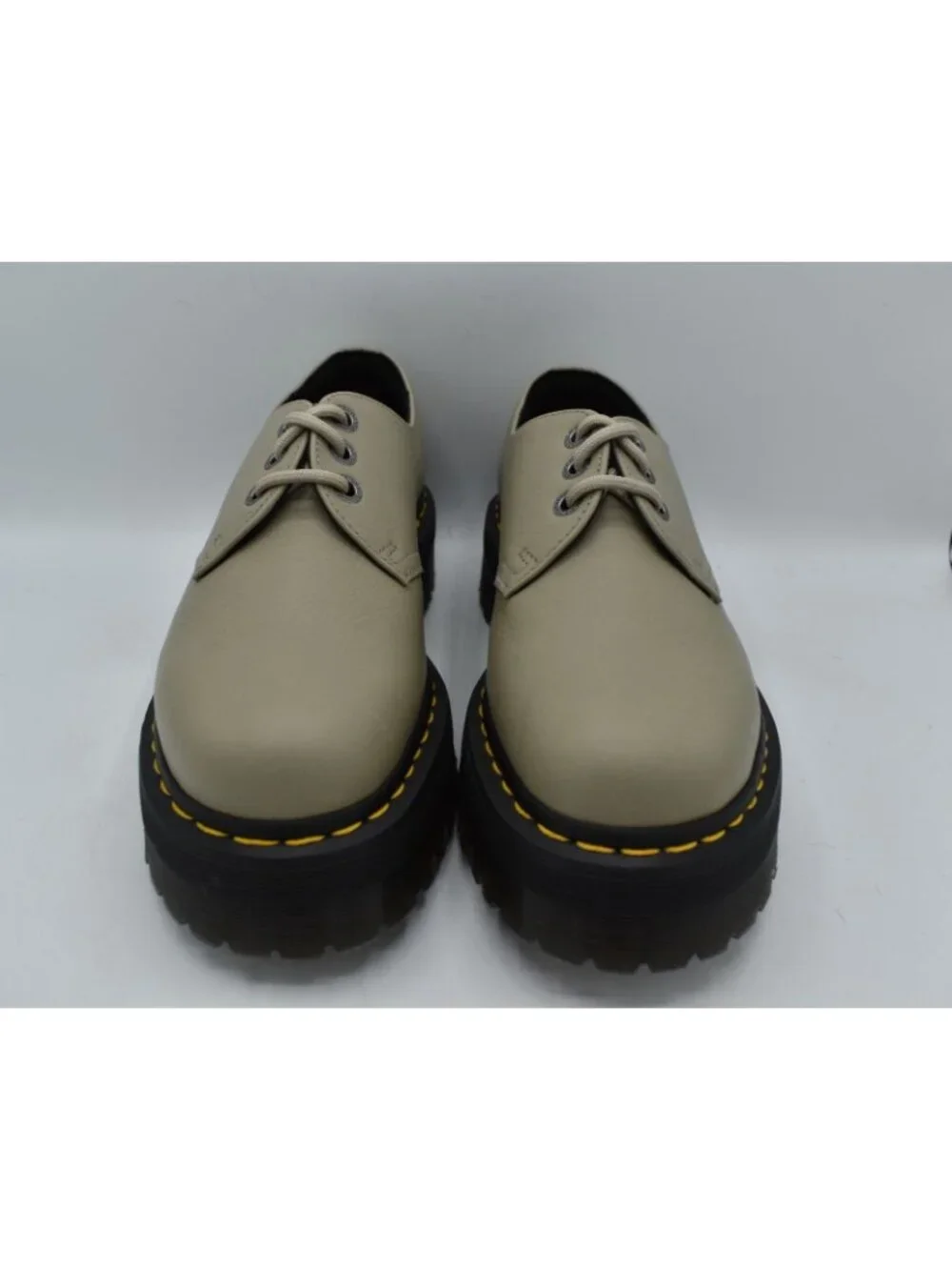 Dr Martens 1461 Womens Size 10 Quad II Platform‎ Stone Pisa Leather Derby Shoes